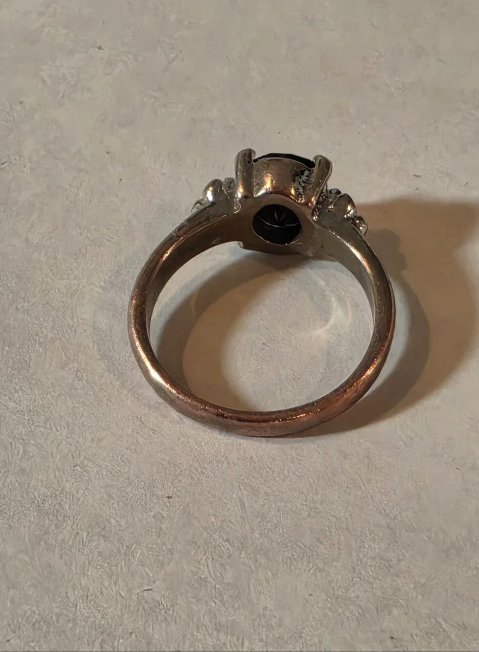 Silver Tone Black Stone Fashion Ring Approx 19mm